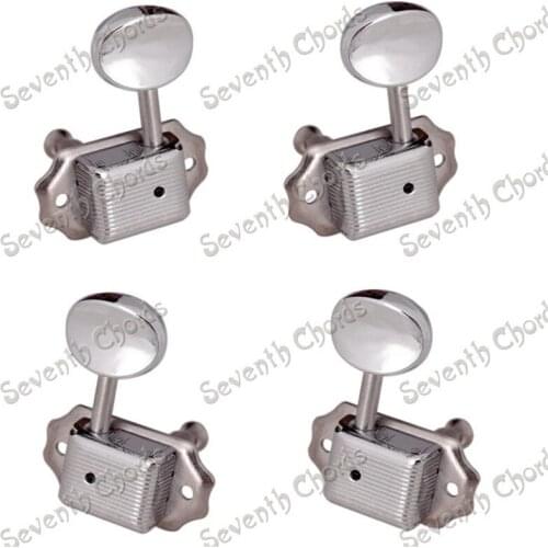 2R2L Chrome Deluxe String Tuning Peg key Tuners Machine Head for Ukulele 4 String Guitar accessories Small oval Concave Button