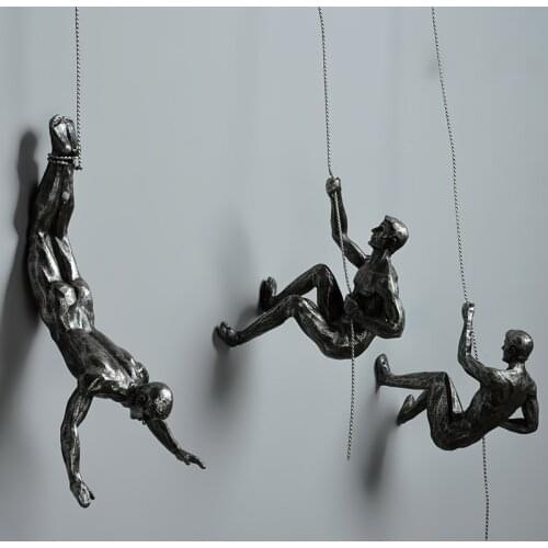 Creative Retro Rock Climbing Figures Resin Sculpture Bar Restaurant Store Wall Decoration Pendant Living Room Wall Statues