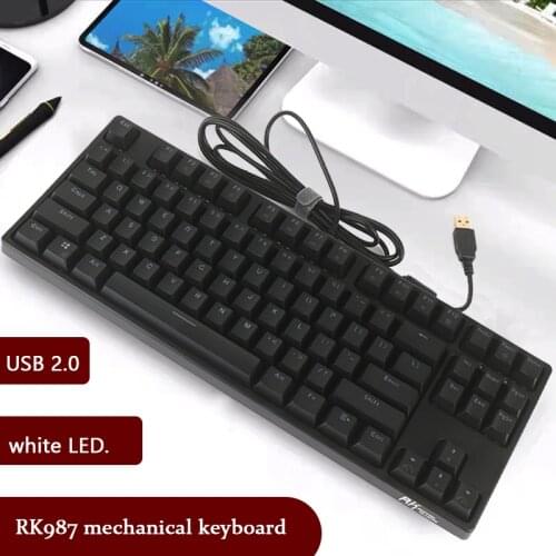 RK987 TKL Black 87 Keys Mechanical Keyboard Cherry Mx Brown Blue Switches Gaming Keyboard White LED Backlit NKRO Keyboard