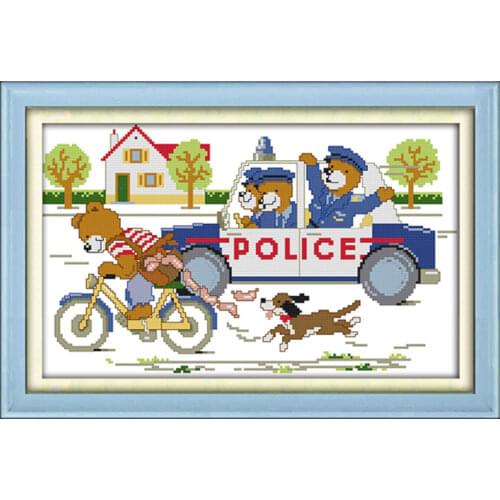 Police cross stitch kit DIY hand embroidery set craft handmade needlework cross-stitching DMC color Dreamfounder