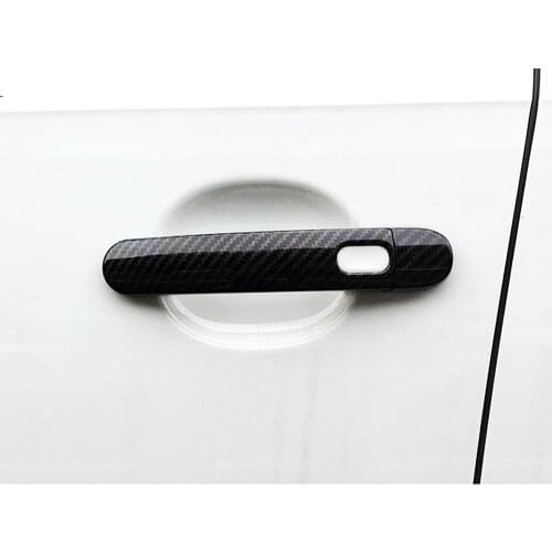 Carbon Fiber Printed For Volkswagen VW Tiguan MK1 2007 2016 Exterior Side Door Handle Cover Moulding Trim 2008 2009 2010 2012