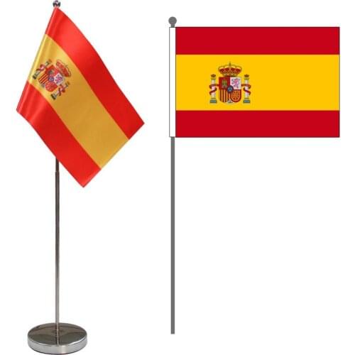Spain Table Flag 9" x 6"- Spanish Desktop Desk Flag Table Display with Sticks & Bases
