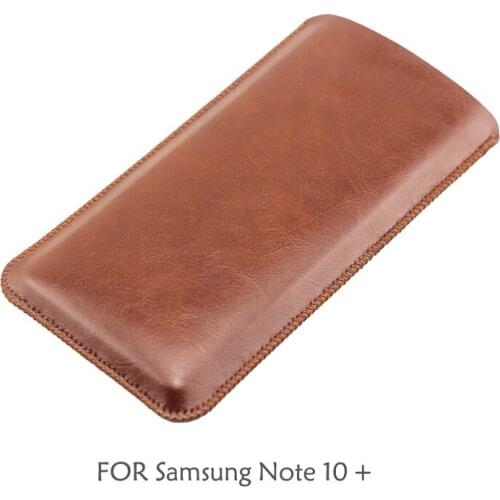 NOTE10+ Universal Fillet holster Phone Straight leather case retro simple style for Samsung Note 10 Plus Note10+ pouch