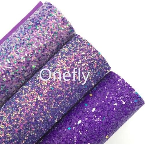 Onefly Purple Chunky Glitter Leather, Faux Leather Glitter Fabric Sheets For Bow DIY handbags shoes AF004