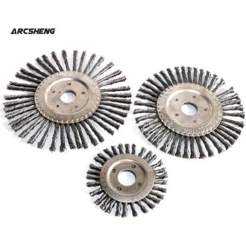 1pc 4 inch 5"6"7" Torsion Steel Flat Wire Wheel Brush Knotted Twist Crimped wire Wheel Brush For Angle Grinder