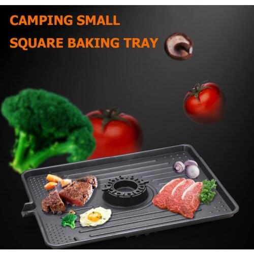 Portable Kitchen BBQ Grill Pan Non-Stick Charcoal Grill Plate Butane Gas Stove Cooker Picnic Party Terrace Beach Barbecue Tray
