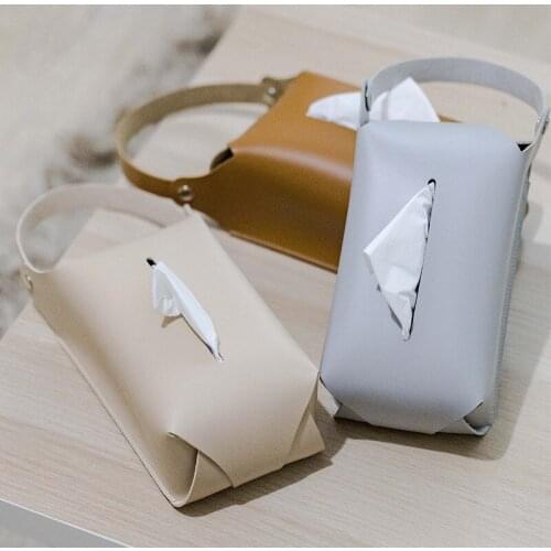 Leather drawer rectangle Can be hung Household car tissue box Paper towel storage bag Modern simplicity Portable household items