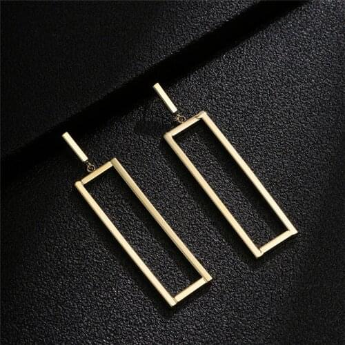 QM New 18K Gold Silver Plated Ins Minimalist Geometric Drop Dangle Earring for Women 2021 Fashion Ear Wedding Jewelry Party Gift
