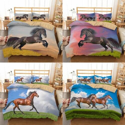 ZEIMON Luxury Duvet Cover 3D Horse Printed Bedding Set Home Textiles Bedclothes Twin Queen King Size 2/3pc Animal Quilt Cover