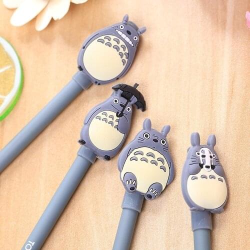 4Pcs Japanese Cute cartoon Totoro 0.5mm Gel Pen Kawaii animal Black ink Novelty Pen School Office Fountain Pen stationery gift