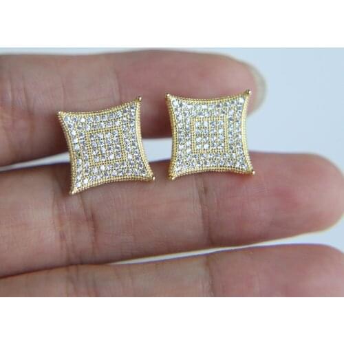 USA hot selling kite earrings screwback hip hop bling jewelry real micro pave CZ cubic zirconia earring for men women