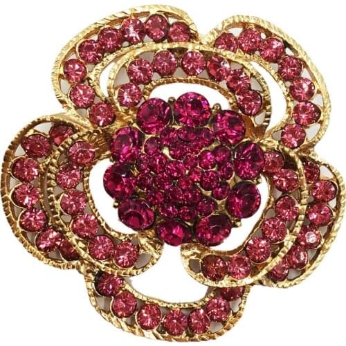 Dark Pink 6.1cm Flower Brooches Classic Alloy Brooch Pins Metal Scarf Pins Christmas Gift Banquet Weddings Accessories BRO14