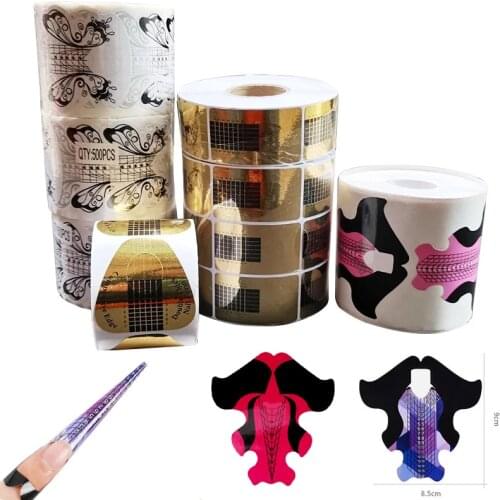 100pcs/lot Nail Extension Stencil For Upper Forms Guide Stencil Sticker Nails UV Gel Tip Extension Guide Acrylic Nail Forms