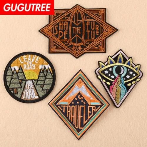 GUGUTREE embroidery scenery patch animal cartoon patches badges applique patches for clothing DK-40