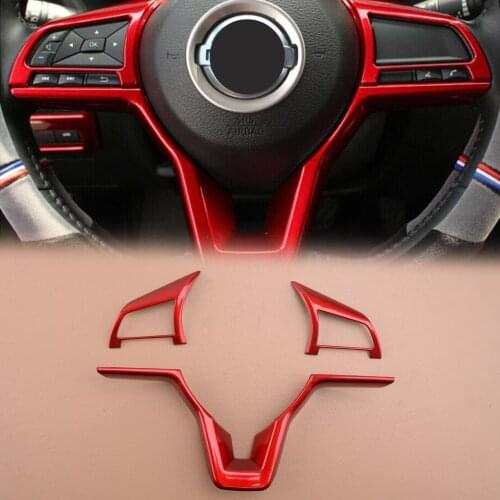 High Quality 1 Set Red Car Interior Steering Wheel Trim Frame Strip ABS Decoration Fit For Nissan Sentra 2020