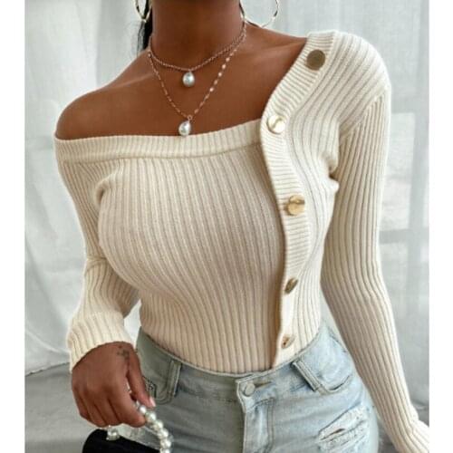 Sweater Women New Style Ladies Elegant Leisure Casual Women Tops Pullovers Autumn Pit Bar V-neck Femme