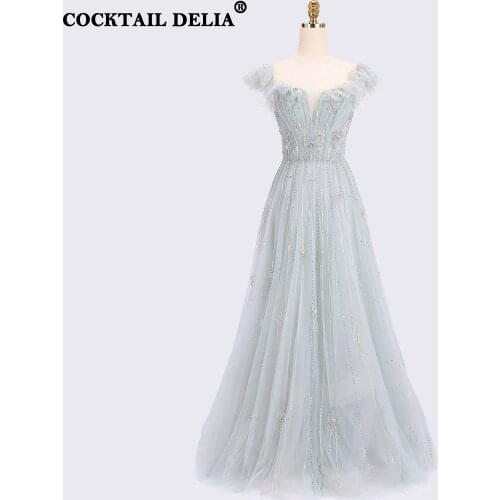 Grey A-Line Sleeveless Evening Dress 2021 Crystal Elegant Ceremony Long Party Dresses Woman For Weddings Celebrity Boat Neck
