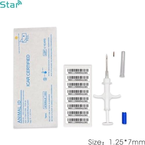 100pcs 1.25*7mm Chip Mini Animal Microchip Pet Rfid Syringe for Dog Id Tracking