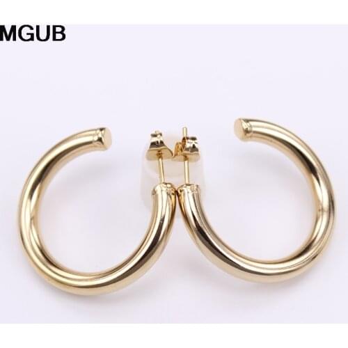 2021 New design Gold color circle creole earrings, Stainless Steel Big Round Stud Earrings gifts for women LH987