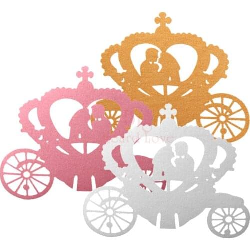 25pcs Bride and Groom Shape Laser Cut Crown Carriage Wine Glass Card Wedding Decoration Wedding Favors And Gifts Party Supply