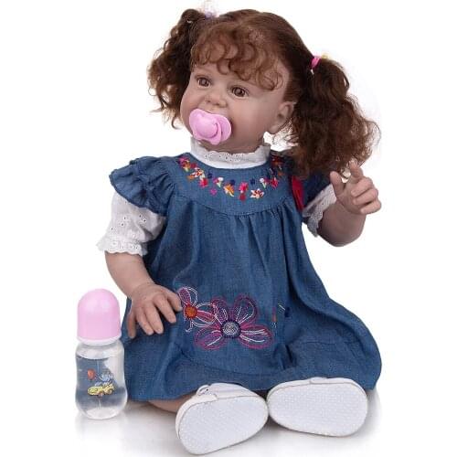 27 Inch Handmade Rooted Hair Smile Reborn Cloth Body Baby Dolls Hand Paitning Lifelike Newbron Doll Toys Kids Birthday Gifts