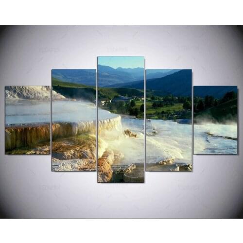 5 panel Modern beaches salt water waterfalls hd Art print canvas art wall framed paintings for living room wall picture ny-1556