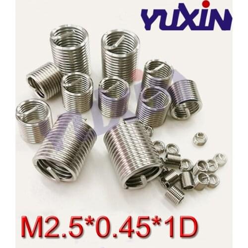 50pcs M2.5*0.45*1D Wire Thread Insert Stainless Steel Wire Screw Sleeve, M2.5 Screw Bushing Helicoil Wire Thread Repair Inserts