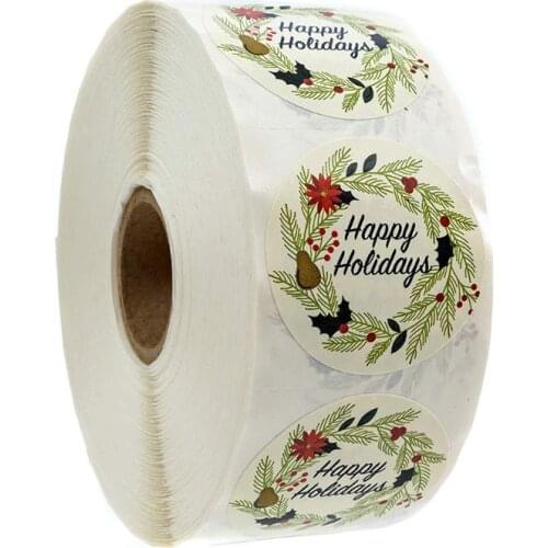 500 Pcs / Roll Sealing Sticker Labels Happy Holiday Sticky Stickers Baking Paper