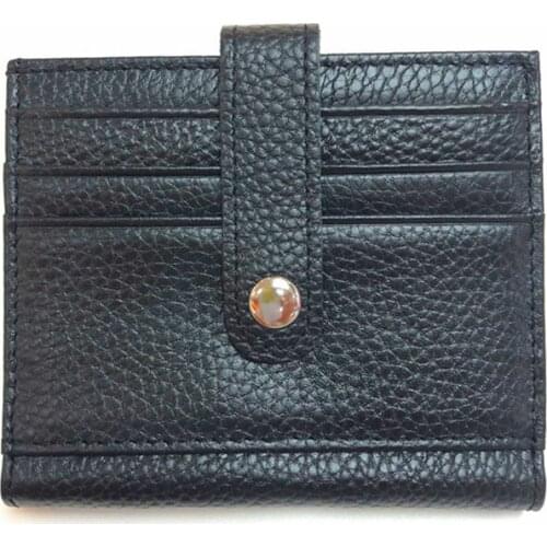 Aaby 100% Genuine Leather Women Wallet Ultra-Thin Bank Card Bag Multi-Purpose Clasp Wallet Multi-Slot Card Cover Money Bag Gift