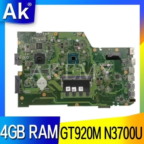AKEMY X751SJ original mainboard For Asus X751S X751SJ X751SV A751S K751S with GT920M N3700U 4GB RAM Laptop motherboard