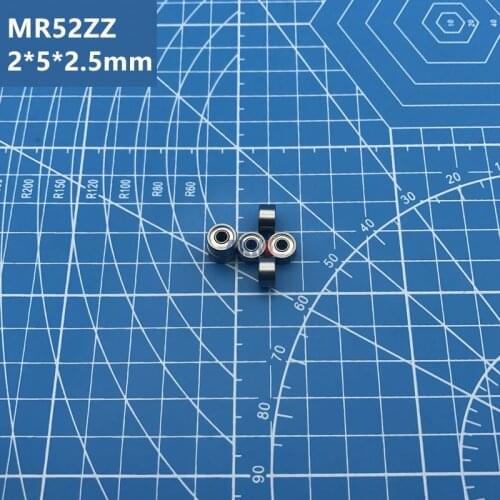 Free shipping 10pcs MR52ZZ 2*5*2.5 mm Miniature SMR52 ZZ thin Wall deep groove mini ball Bearings L-520ZZ W52 MR52Z SMR52