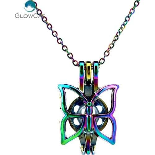 C515 COLORS butterfly wings Necklace Pendant Aroma Essential Oil Diffuser Locket Necklace