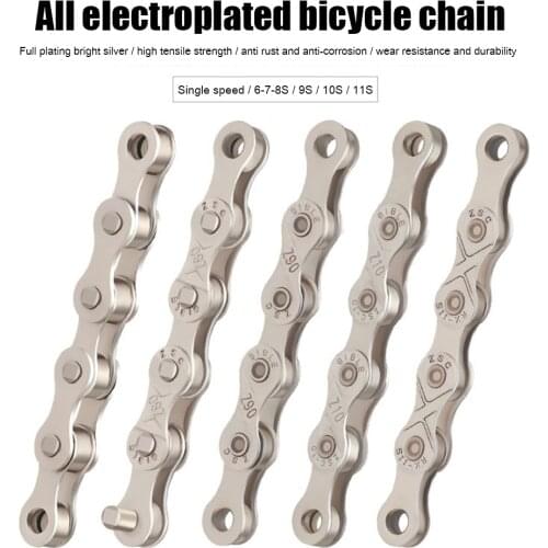 Bicycle Chain 6 7 8 9 10 11 Speed Plated MTB Road Bike Carbon Steel Silver Chains 21 24 27 30 Variable Speed Bike Accessories
