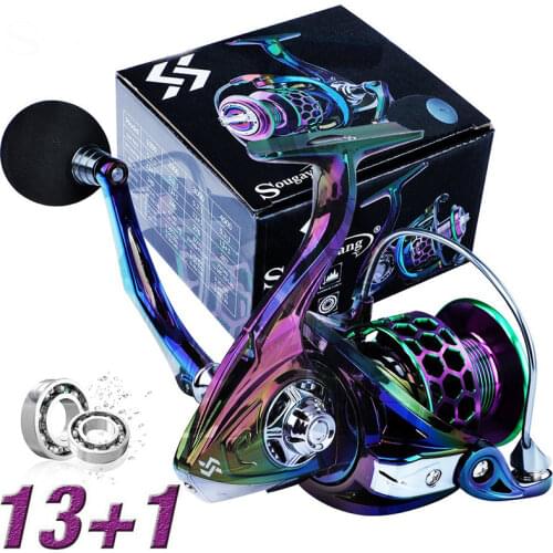 Sougayilang Spinning Fishing Reels 13+1 Ball Bearings Metal Spool Gear Ratio 5.2:1 Carp Fishing Tackle Spinning for Fishing