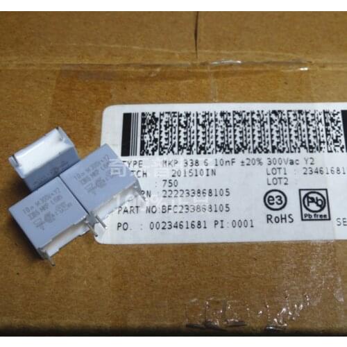 5PCS -1lot BFC233868105 Vishay 10n M 10NF 300VAC 0.01UF 300V103 Y2 Capacitor Size: 12.5*11.6*6MM