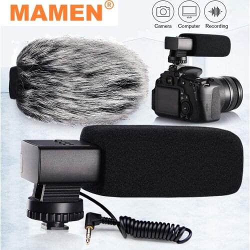 MAMEN Aluminum Alloy Camera Microphone Condenser Recording Microphone 3.5mm MIC For DSLR Camera Canon Nikon Sony Vlog Microfone