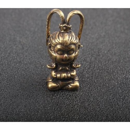 Creative Vintage Monkey King Home Decor Copper Keychain Pendant Accessories Brass Gift Chinese Mythology Mininature Figurines