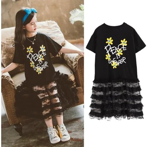 Fashion Kids Girls Summer Dresses 2020 Mesh Patchwork Back To School Outfit Costume For Girl 6 8 12 Year Childrens Clothing