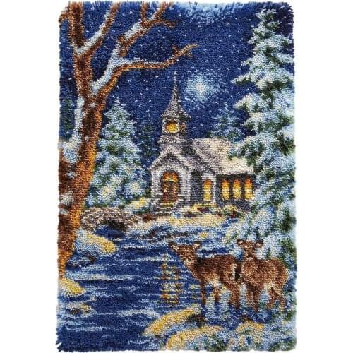 Latch Hook Kits for Adults,Soft Simple Embroidery DIY Latch Hook Craft Kits with Printed Pattern Include Latch Hook Landscape