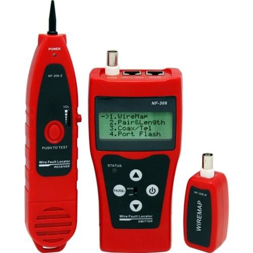 NF-308 Measure Network LAN Cable Length Cable Continuity Test Wire Tracker RJ45 RJ11 Ethernet Cable Tester Red