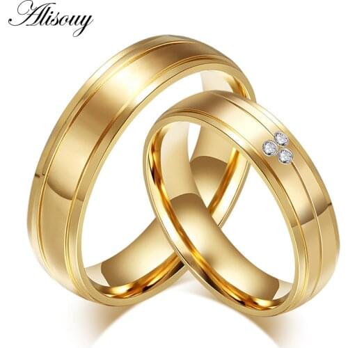 Wholesale lover' ring 6mm width simple Gold Color 316L stainless steel Ring for men women wedding jewelry accessories