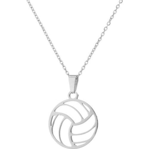 1pc Cute Volleyball Stainless Steel Pendant Necklace Sporty Necklaces Women Girls Kids Fashion Jewelry Gift