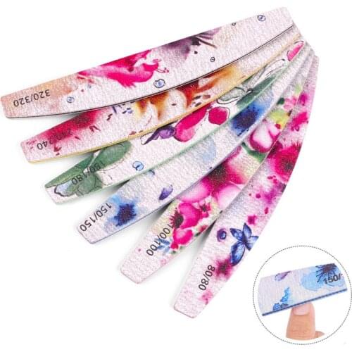 Professional Nail File Nail Buffer Colorful Flower Painting Grinding Polishing Sanding Buffing Blocks Pedicure Nail Art Tools