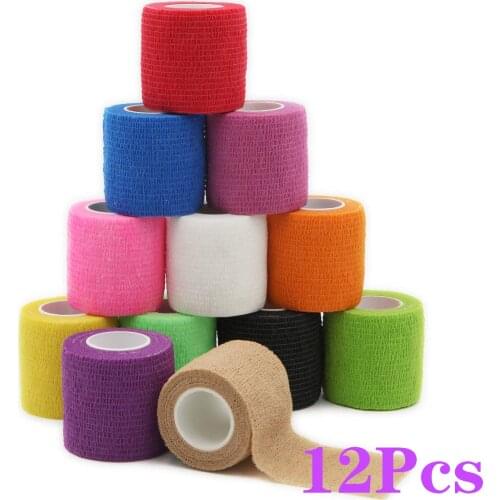 12 Rolls Self-Adherent Bandage Sports Elastoplast Tapes First Aid Wrap Medical Breathable Athletic Bandages Emergency Treatment