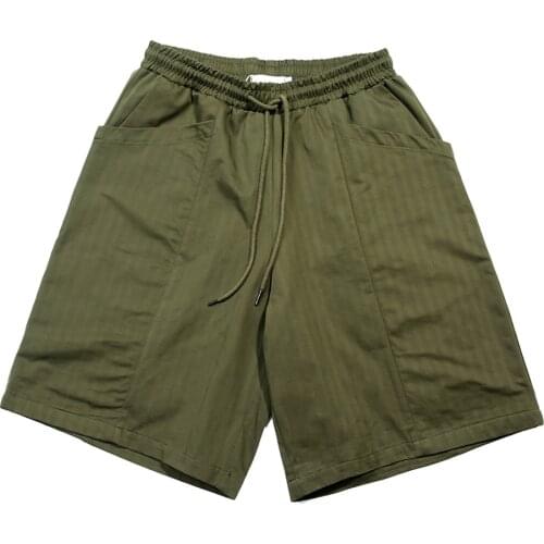 Multi-Pocket Cargo Shorts Mens Safari Style Summer Half Pants Casual Loose Elastic Waist Knee-length Shorts Men
