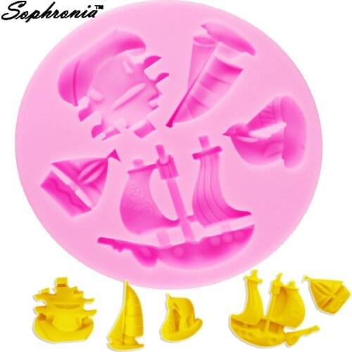 Sophronia F1007 New Sailing Boat Silicone Mold candy stamp mould DIY molde de silicone fondant supplies 8.4*8.4*1cm