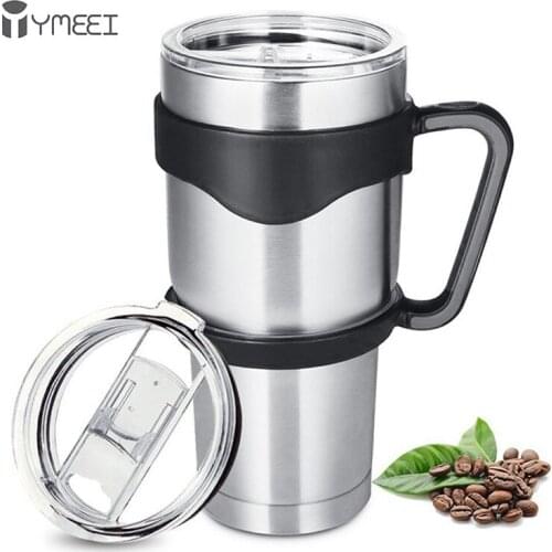 YMEEI Travel Stainless Steel Tumbler Cup Double Wall Vacuum Insulation Water Bottle With Plastic Handle Outdoor Car Ice Cup