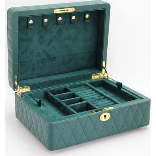 High Quality Jewelry Storage Box Multilayer Space Large Capacity Ling Plaid Watch Collection Lock Box