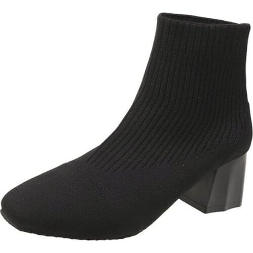 Spring Autumn Lady Stretch Fabric Boots Woman High Heels Shoes Luxury Designer Round Toe Ladies Stiletto Fashion Ankle boots