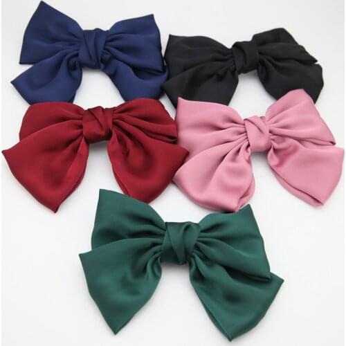 Women Hair Barrettes Big Large Girls' Silk Bow Barrette Hair Clips Women Hair Accessories Girls Big Bowknot Hairclips
